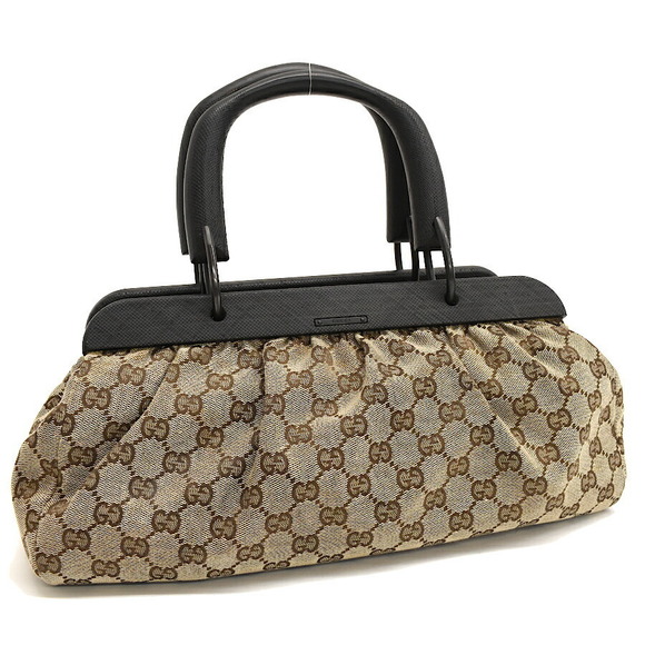 Gucci Wooden Beige Canvas GG Handbag Handles - Picture 1 of 8